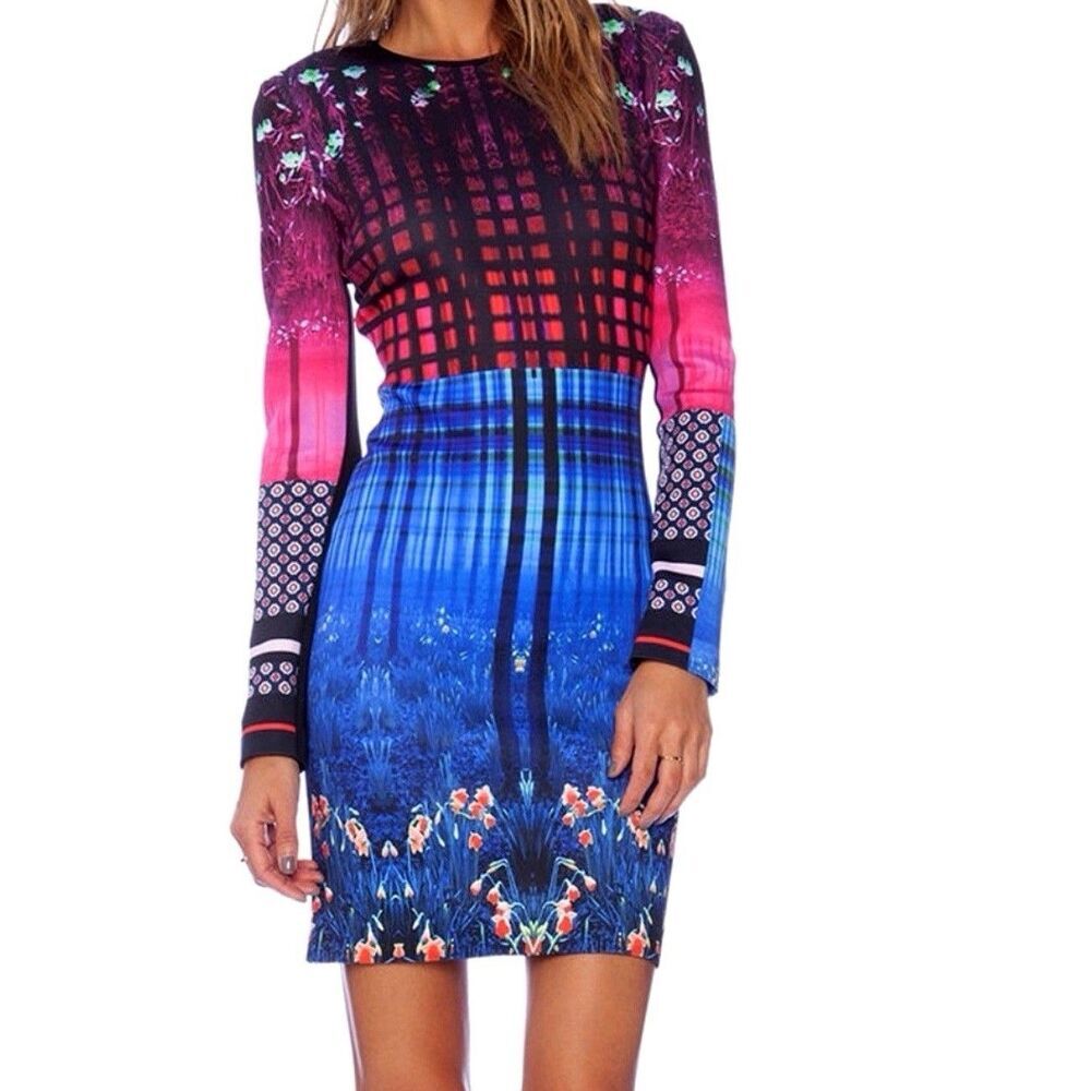 Clover Canyon Enchanted Woodland Dress Long Sleeves Scuba Small